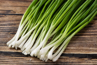 桌上的新鲜小葱特写