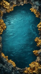 蓝金水潭与金叶美景