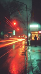 晚上路边的光影延时摄影