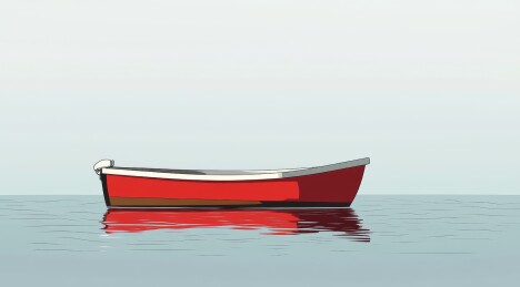 红色小船漂浮水上