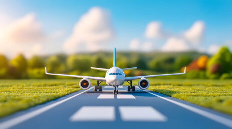 机场跑道的飞机起飞商务背景