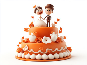 可爱的3D卡通结婚蛋糕