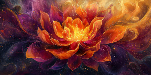 莲花在火焰中燃烧概念插画