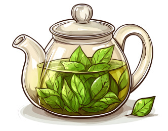 玻璃茶壶里的绿茶