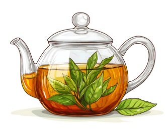 玻璃茶壶里的绿茶