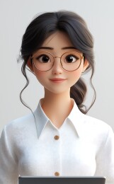 戴眼镜穿白衬衫的知性卡通女孩