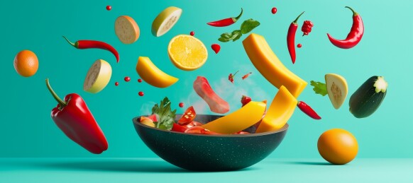 美味食物空中飞舞