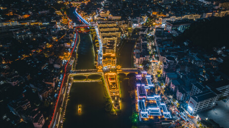 航拍中国福建龙岩宋福舫
