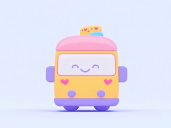 可爱卡通巴士3D渲染图
