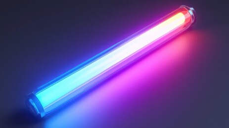 荧光灯的多彩光芒展示