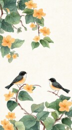 黄花鸟雀枝头栖