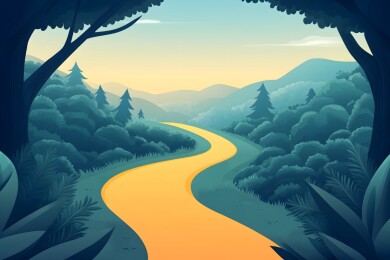 阳光洒在斜坡小路上的光影