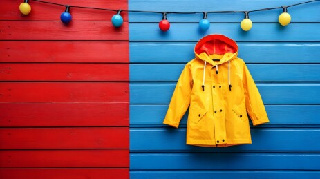 柔光下墙上的雨衣