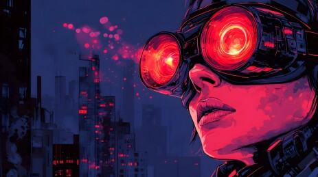 黑暗房间中沉浸虚拟现实的用户