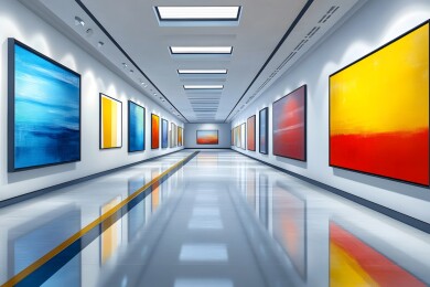 现代画廊中的艺术气息