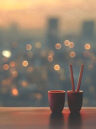 餐桌上静态摆放的精致筷子