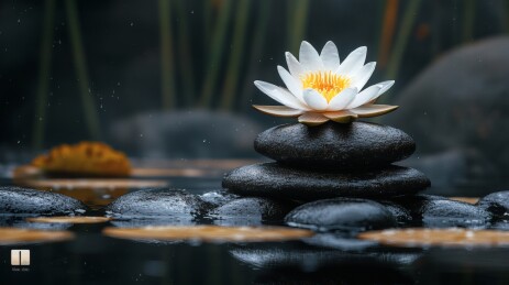 禅意莲花静石水景