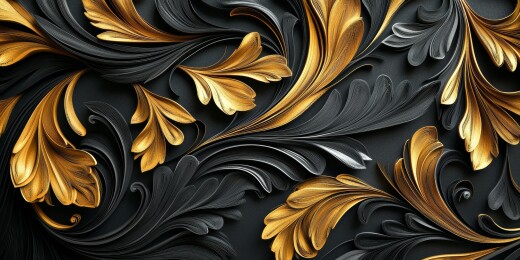 黑底金黑叶片装饰图