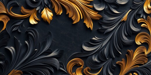 黑底金黑叶片装饰图