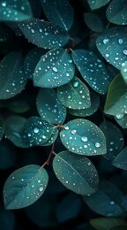 清新润泽的雨后叶片图