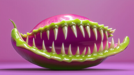 顽皮的卡通捕蝇草