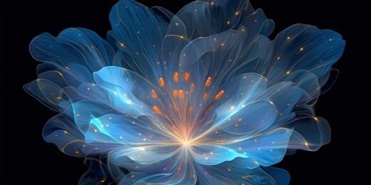 蓝色花朵光感图像