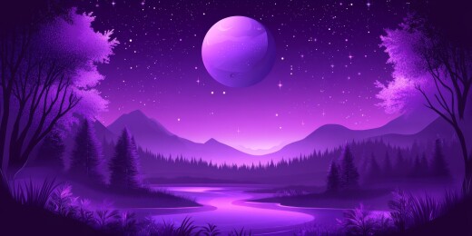 月夜山林梦幻风景
