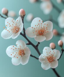 清新白色花卉特写