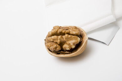 白色背景上的核桃