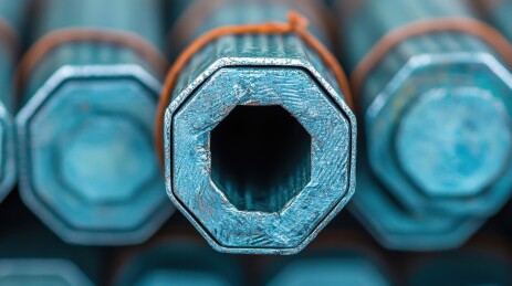 蓝色金属六角形管材