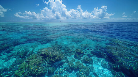 马尔代夫环礁渐变蓝绿色海水