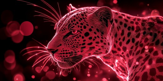 红色调的豹子侧面像