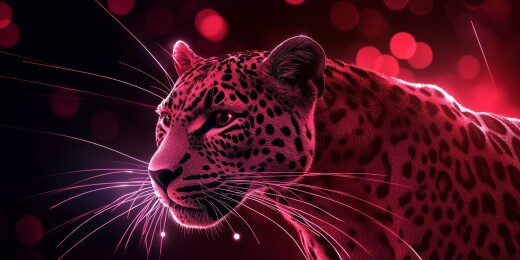 红色调的豹子侧面像