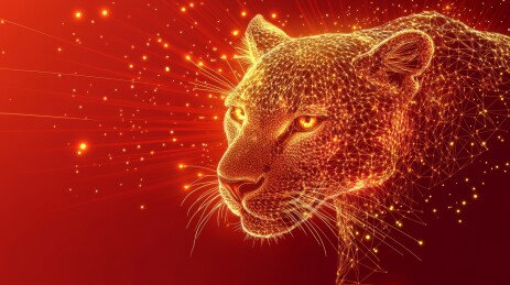 红色调的豹子侧面像