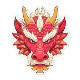 红色线条勾勒的龙头