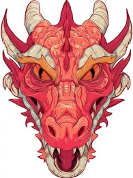 红色线条勾勒的龙头