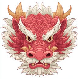 红色线条勾勒的龙头