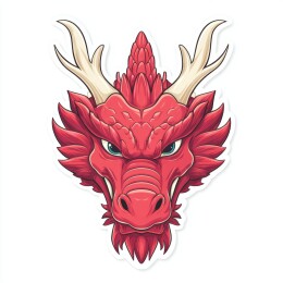 红色线条勾勒的龙头