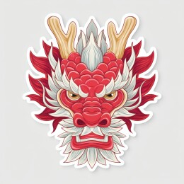 红色线条勾勒的龙头