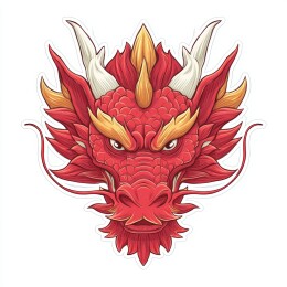 红色线条勾勒的龙头