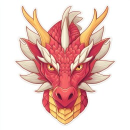 红色线条勾勒的龙头