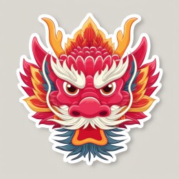 红色线条勾勒的龙头