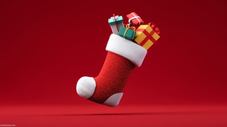 红色圣诞袜与礼物图案