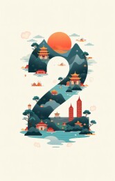 中国山水数字2海报设计