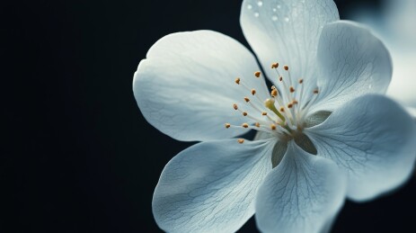 黑底上的白色花朵特写