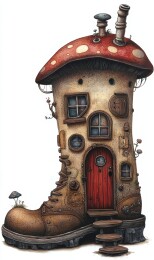 蘑菇顶靴子造型小屋