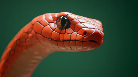 橙色蛇与绿色背景