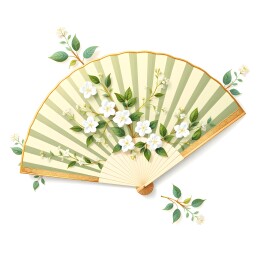 绘有茉莉花的古风折扇