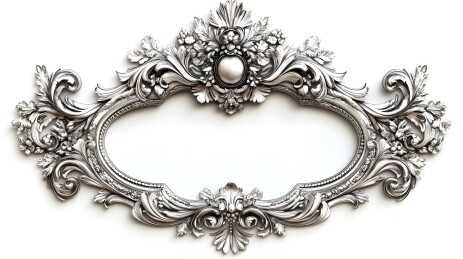 精致银色雕花椭圆形装饰框