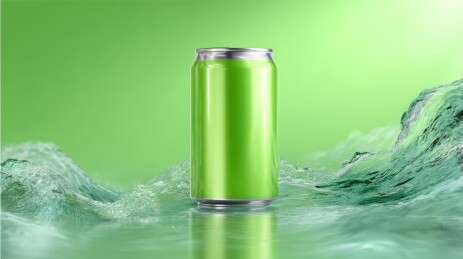 绿底汽水飞溅效果图